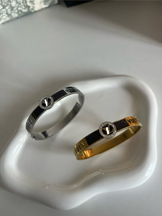 Gold or silver brown luvu bangle