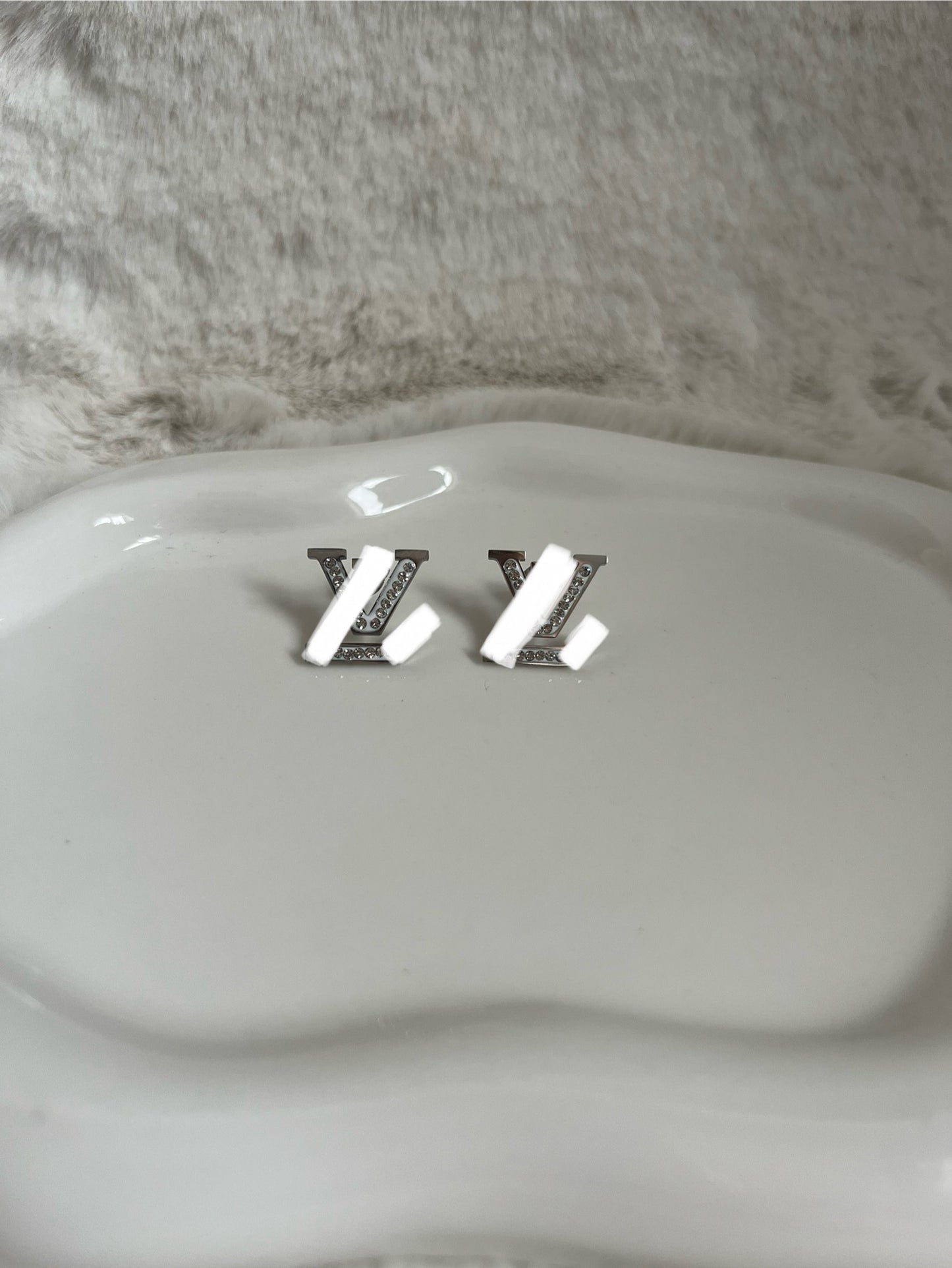 Silver diamanté luvu earrings