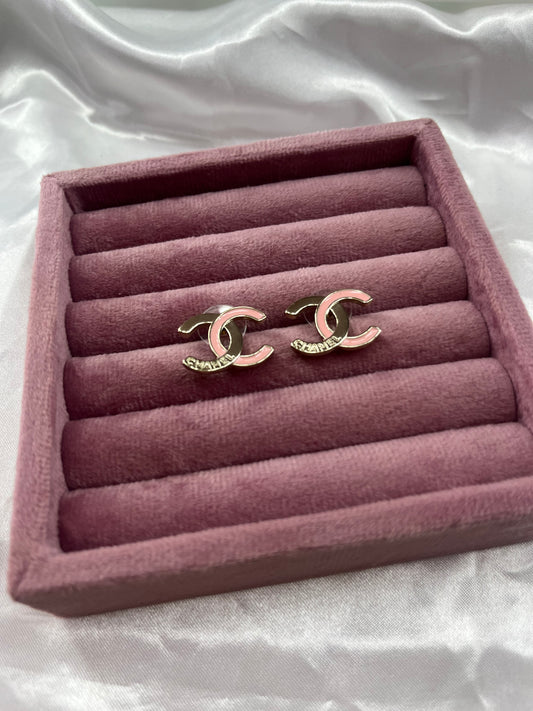 Gold pink cece earrings