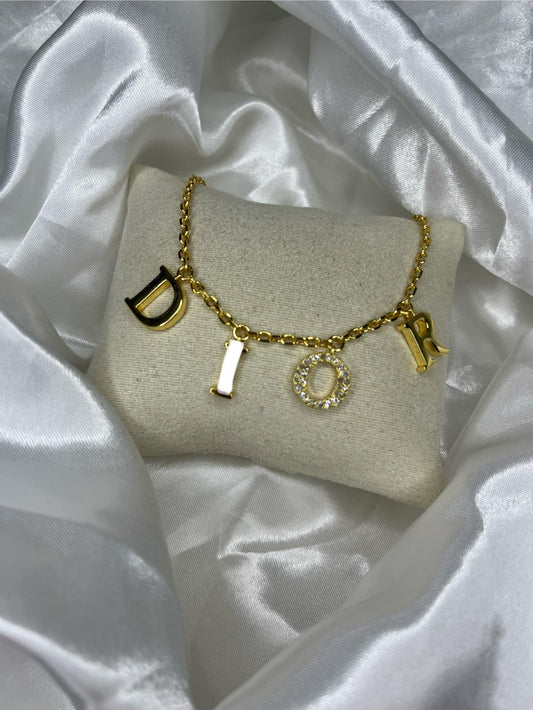 Gold diamanté DD star necklace