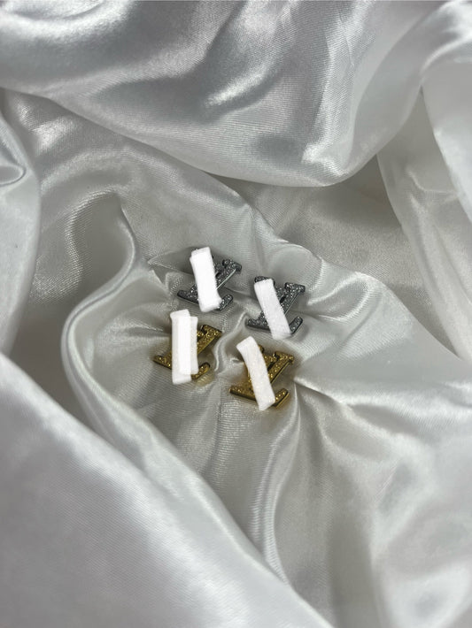 Gold or silver glittery luvu earrings