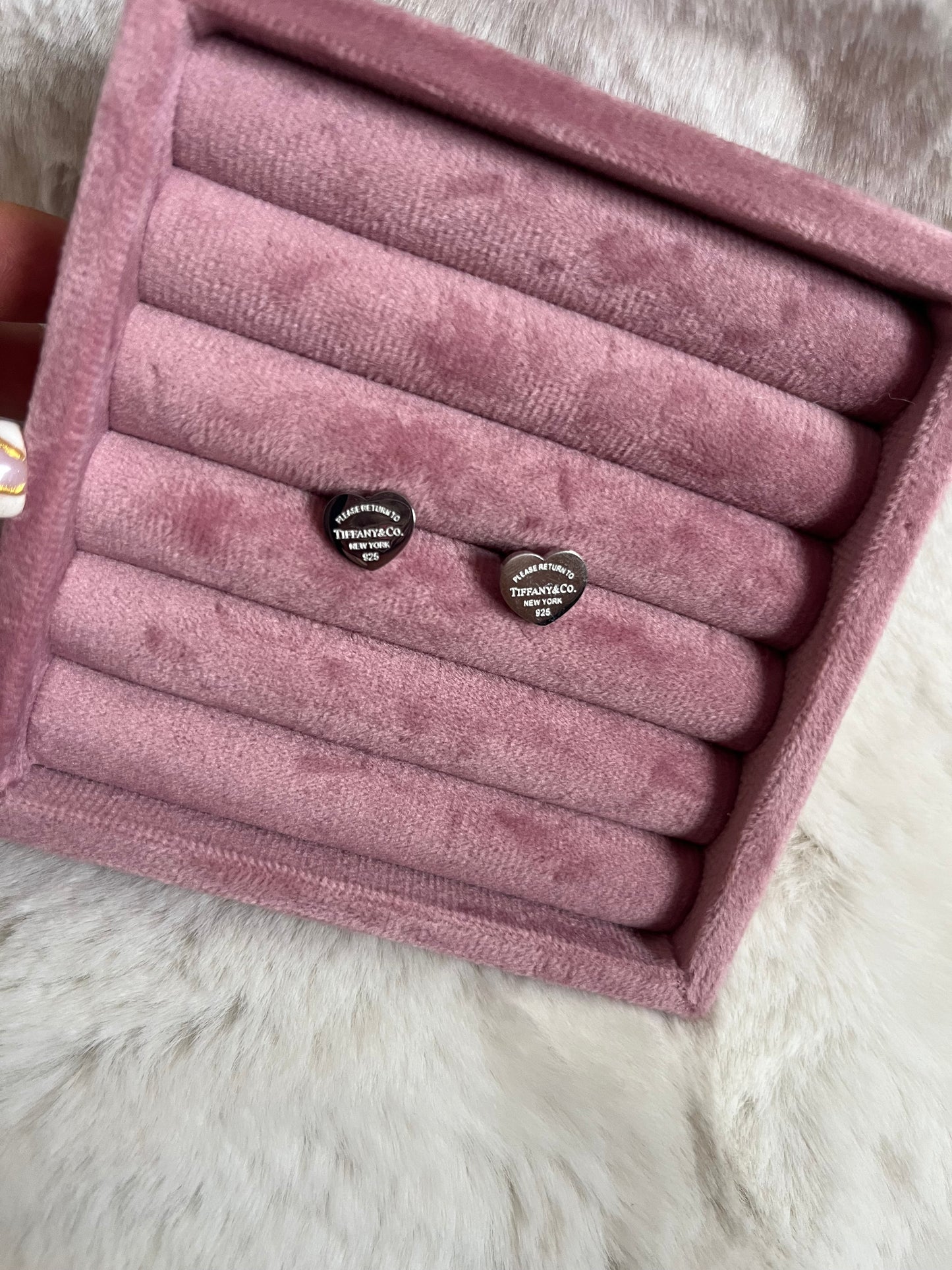 Silver heart tiff earrings
